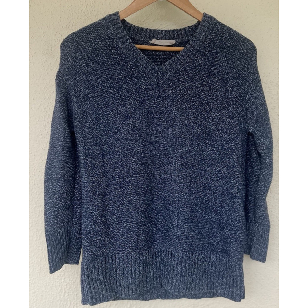 Everlane Size XS The Link Stitch V-Neck Blue Chucky Knit Oversized Sweater Thick